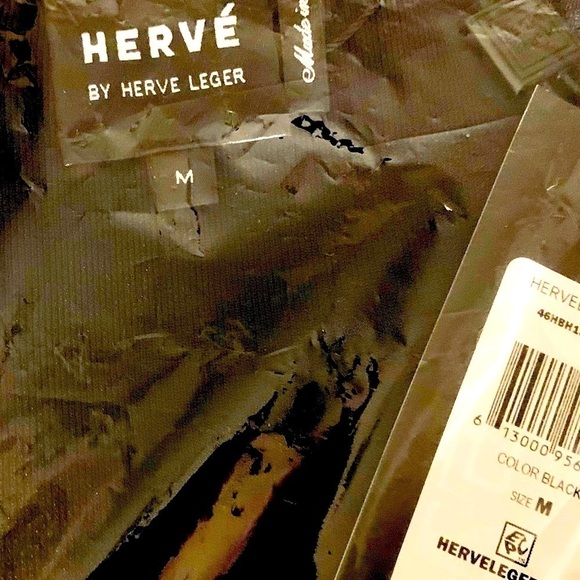 NWT HERVE LEGER BLACK LONG SLEEVE BANDAGE BODYCON CROP TOP EMBROID… - Picture 11 of 12